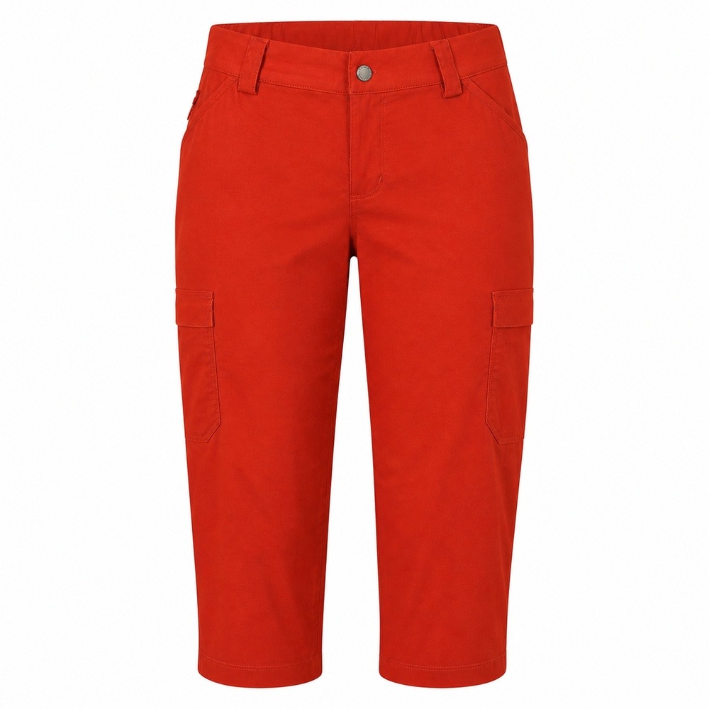 Duluth Trading Dry on the Fly Capris Women 4 Reddish Orange Cargo Hiking Pants